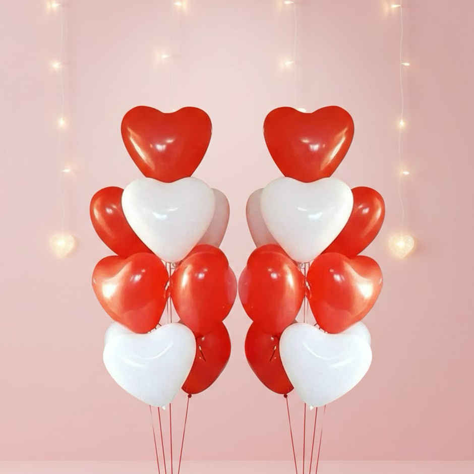 Red and White Heart Balloons for Birthday and Anniversary Decor | Party Propz