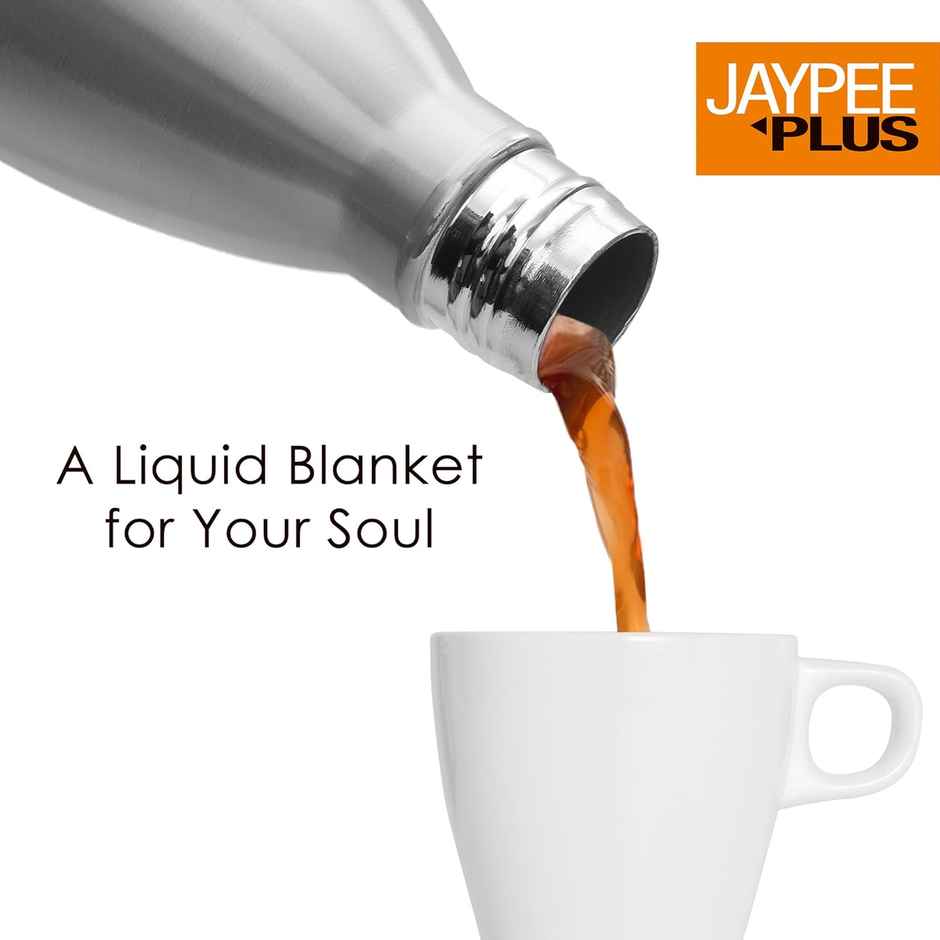 Jaypee Plus Alpha ISI Certified Stainless Steel Insulated Hot & Cold Water Bottle | Silver | 1L