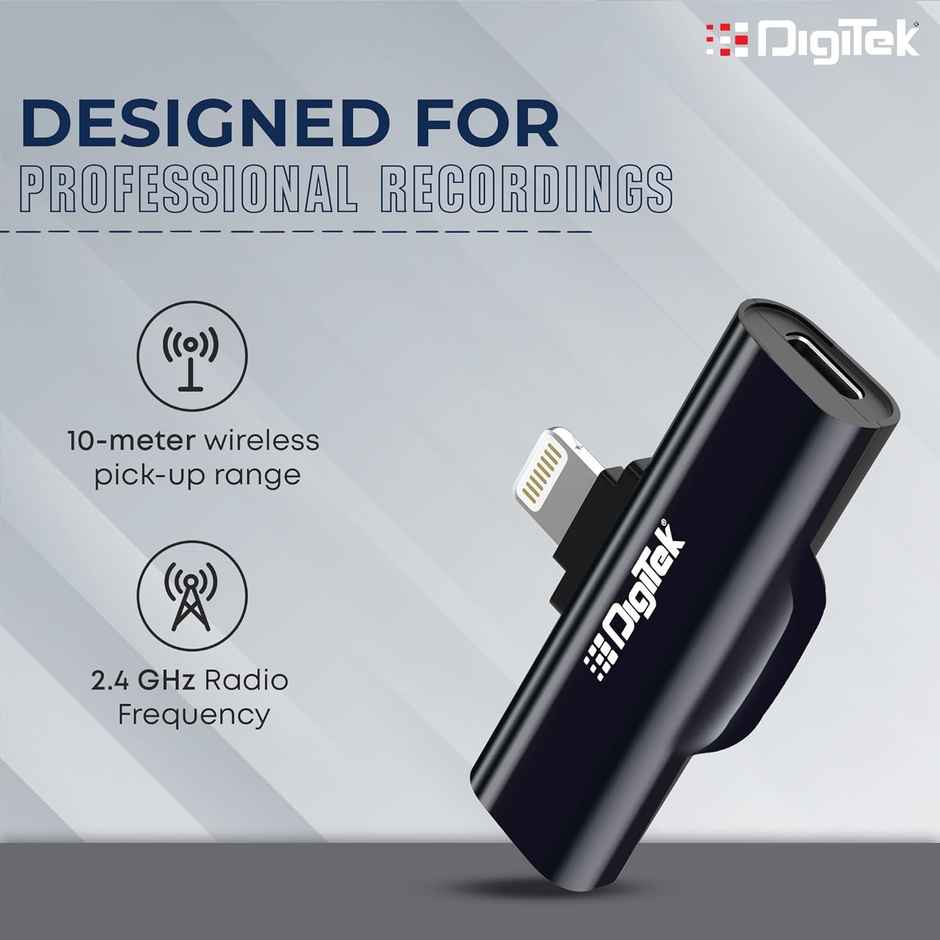 Digitek Dwm-002 Wireless Microphone & Receiver With 8-Pin Connector For Noise Cancellation