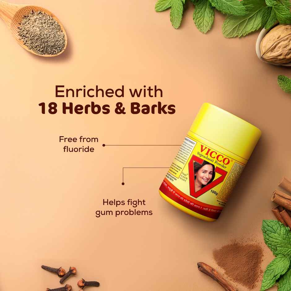 Vicco Vajradanti Ayurvedic Powder | Herbal Tooth Powder for Strong Gums and Healthy Tooth