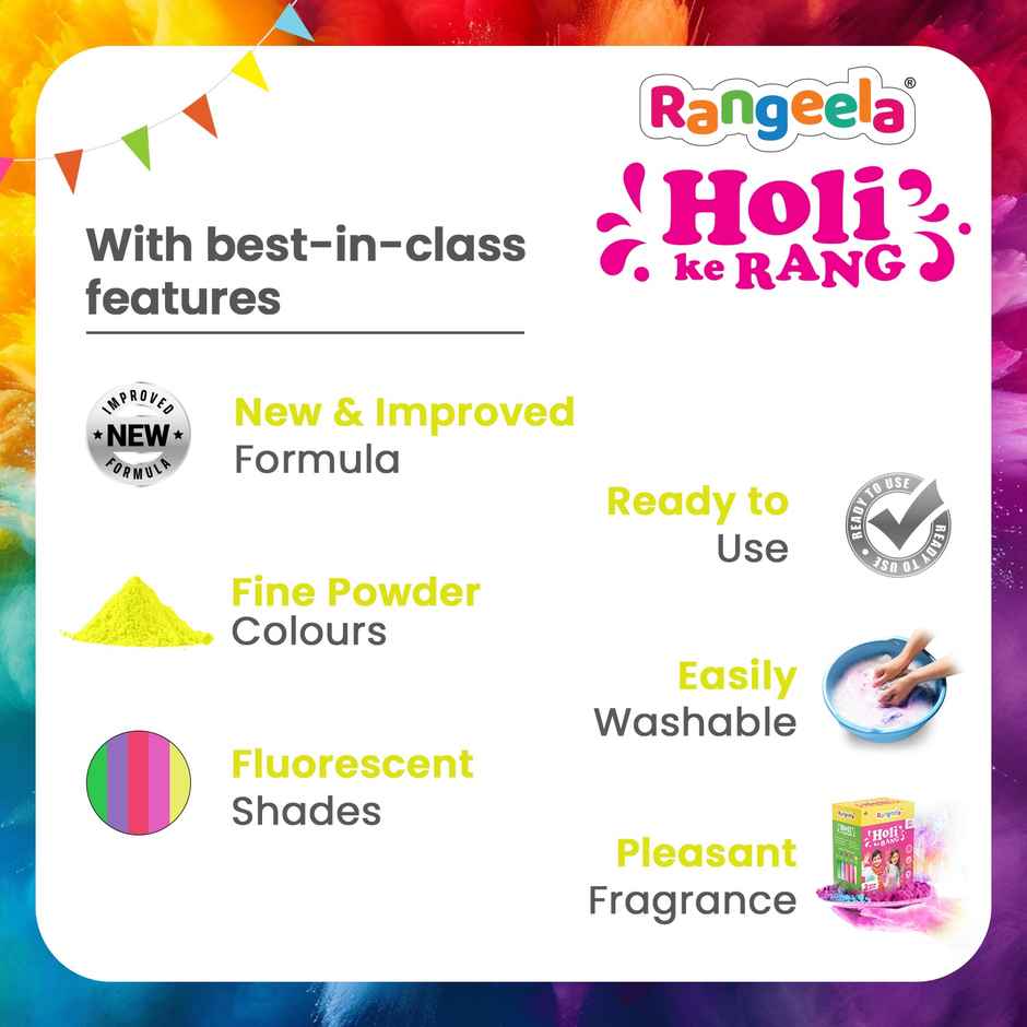 Rangeela Holi Ke Rang Colours Non Toxic | Easily Washable And Safe On Skin | Luminous Yellow