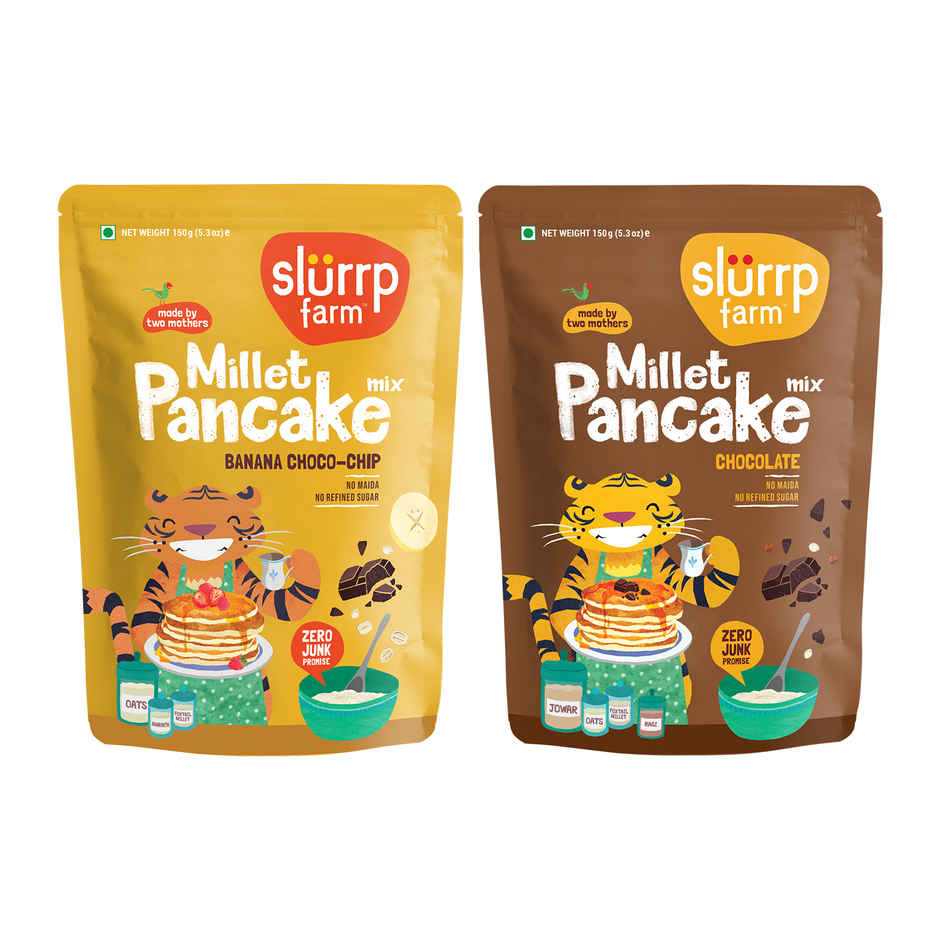 Slurrp Farm Millet Pancake Mix | Banana Choco-Chip and Chocolate | Kids and Adults | Pack Of 2