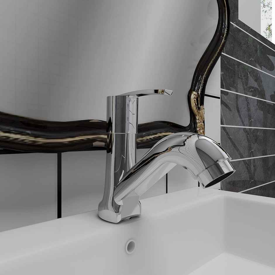 Plantex Single Lever Pillar Tap for Wash Basin - Teflon Tape (Mirror-Chrome)