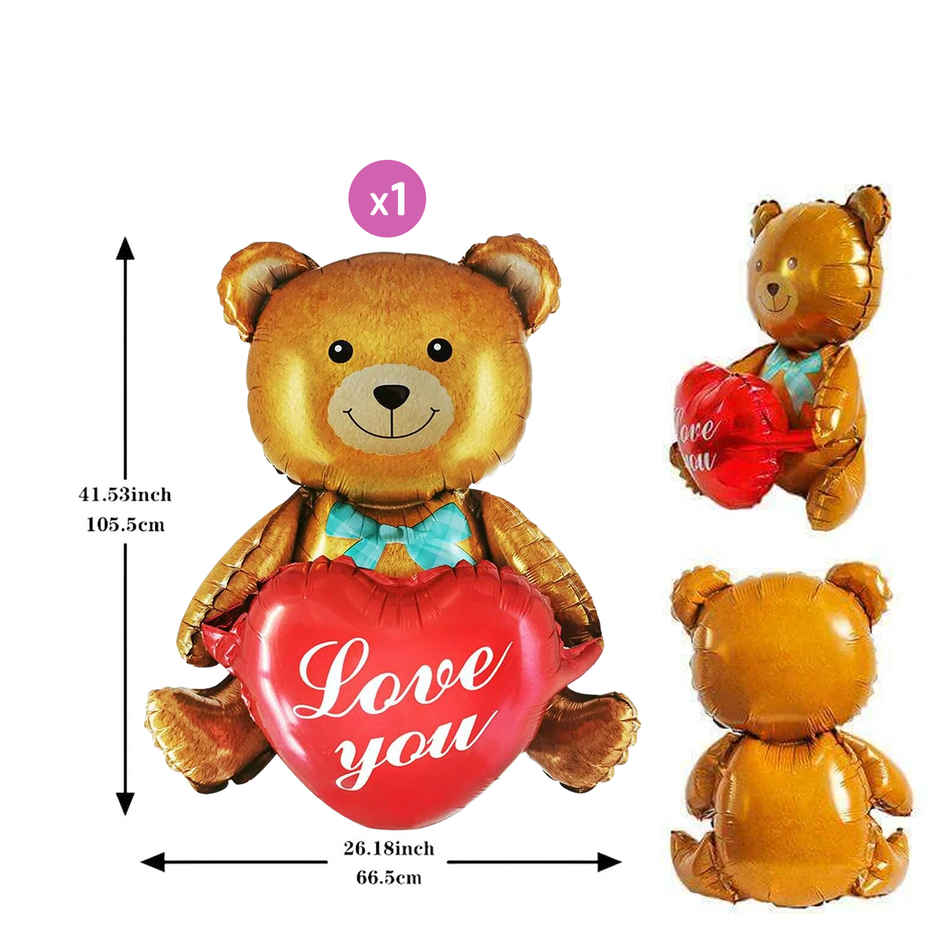 Red Teddy Foil Balloon for Anniversary and Love Decoration | Party Propz