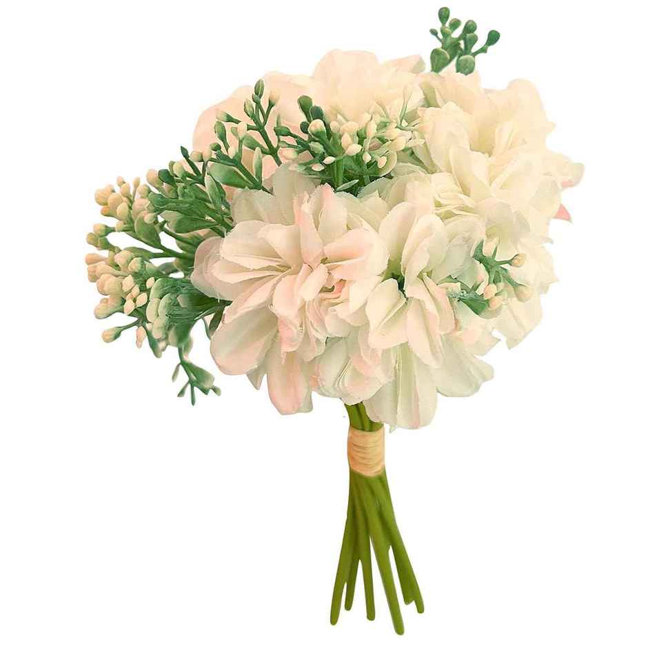 TIED RIBBONS Hydrangea Artificial Flower Bunch For Vase | Pink & White