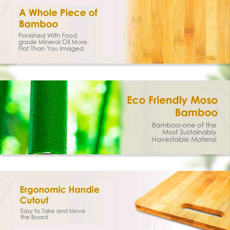Bulfyss Large Natural Bamboo Wood Chopping Cutting Board for Kitchen Vegetables