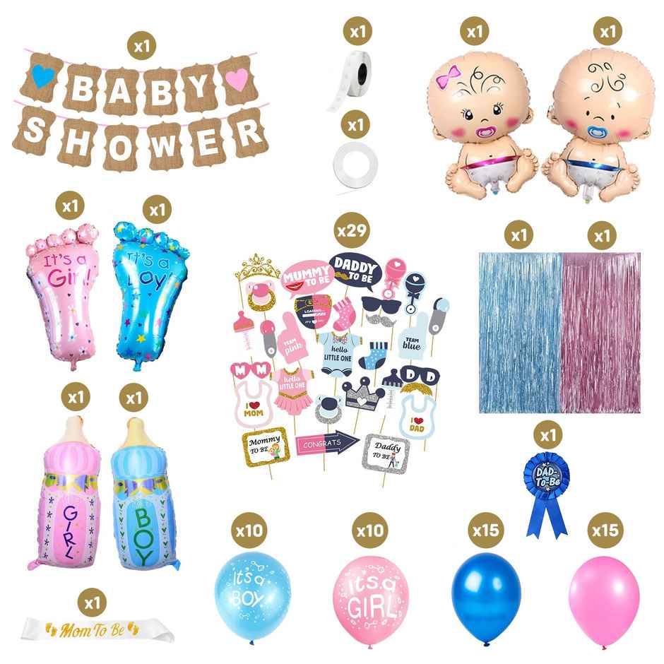 Baby Shower Decoration Items | Pack Of 92 | Party Propz