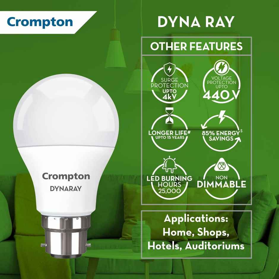 Crompton Dynaray Led Bulb 9w Cdl 1star | B22 Base Holder