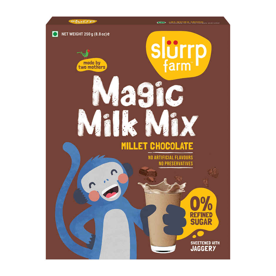 Slurrp Farm No Sugar Chocolate Milk Mix | Sweetened With Jaggery Powder | Contains Jowar And Oats