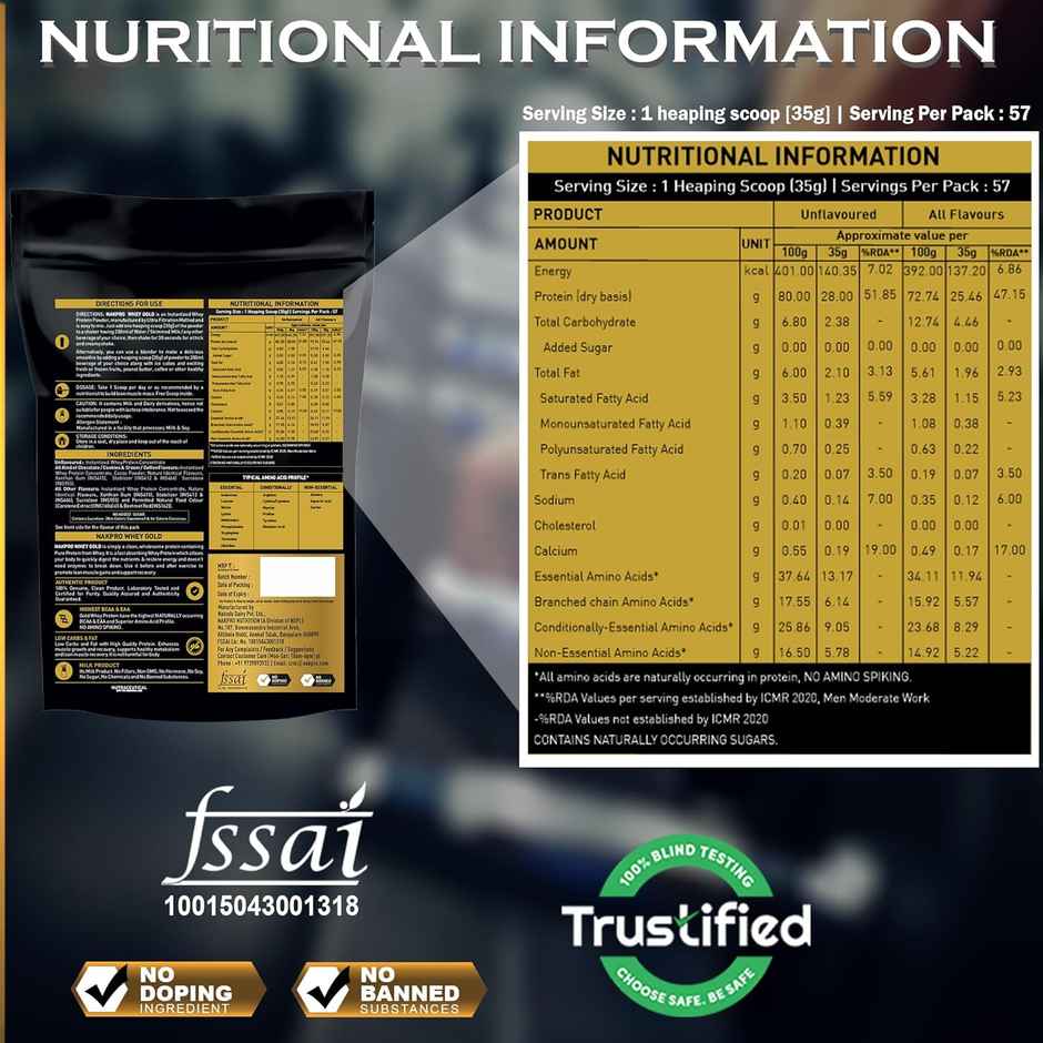 Nakpro Gold Whey Protein Concentrate Double Rich Chocolate 25.5G Protein 5.6G Bcaa