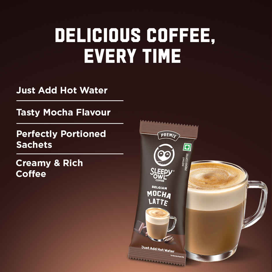 Sleepy Owl Belgian Mocha Medium Roast Coffee Premix Sachets