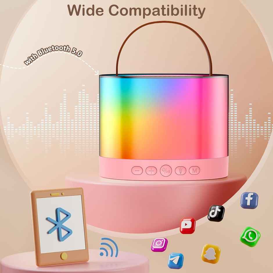 Kidara Glow Tune Karaoke Speaker With Mic | Lights Bluetooth | Gift For Kids 3+ | Multicolor