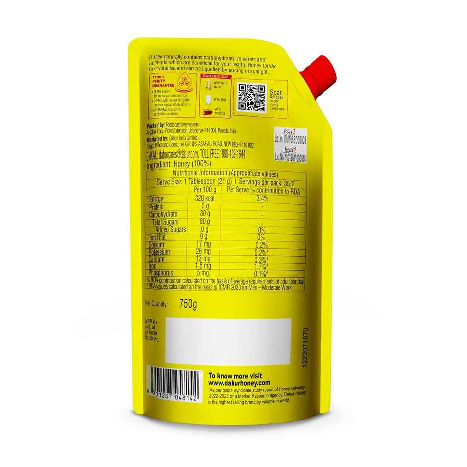 Dabur Honey | Refill Pouch | Totally Pure | World's No.1 Honey Brand