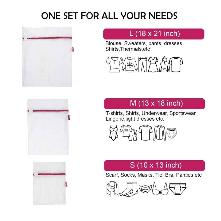 Perpetual Reusable Laundry Mesh Bags | Zippered Wash Bags | Undergarments Organizer | Pack of 3