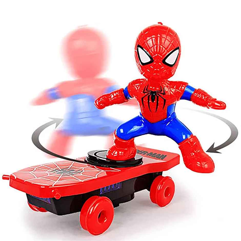 Kidology Kid's Superhero Electric Spiderman Stunt Skateboard Toys 360�Rotate Tumbler with Music