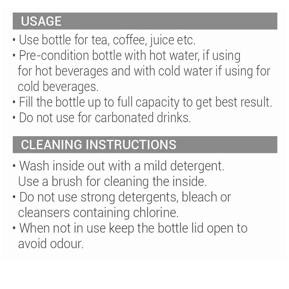 Milton Stainless Steel Aura 500 Thermosteel Bottle | Black | 520 ml