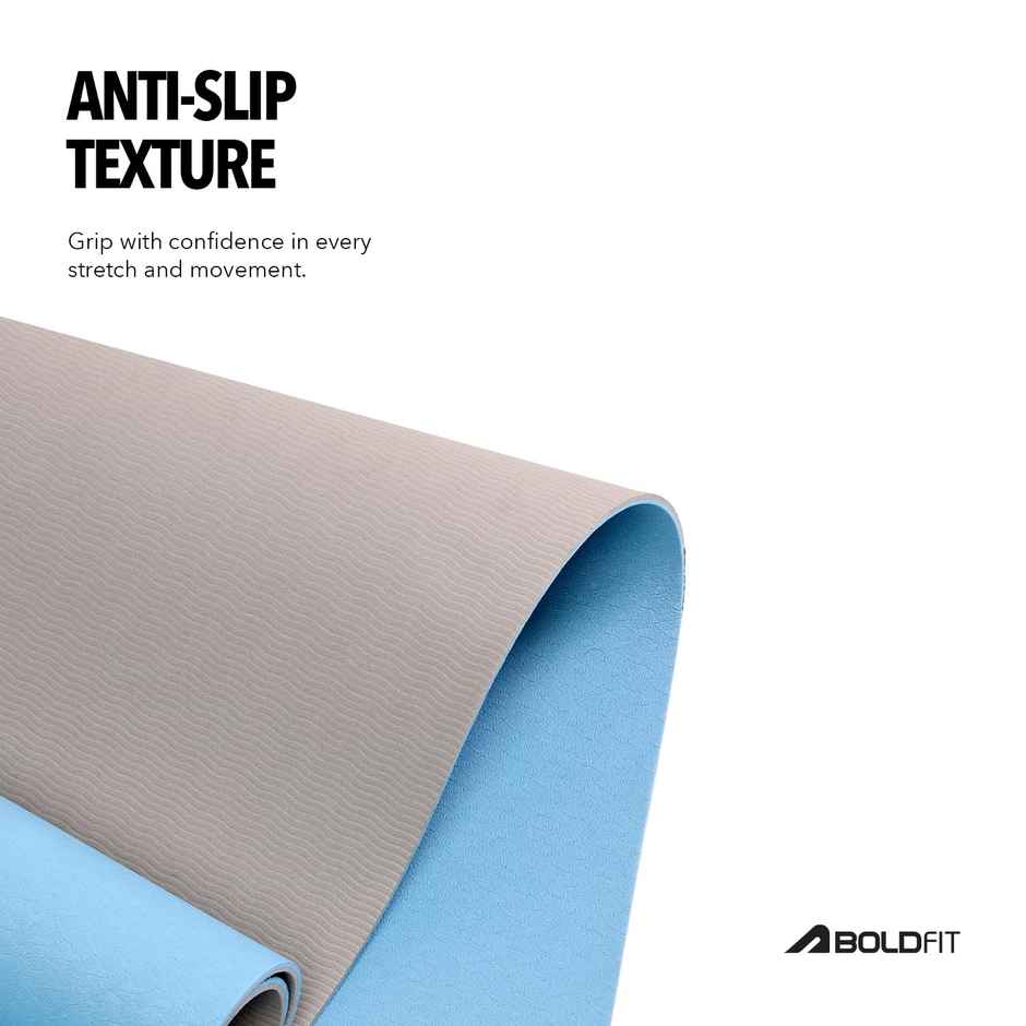BOLDFIT Yoga Mat Anti-Slip Exercise Mat for Home Gym Workout, Fitness | Grey - 6 mm