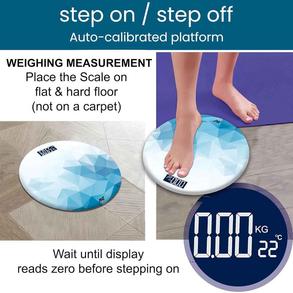 Ant Flora Sapphire Digital Bathroom Weighing Scale For Body Weight - Sapphire