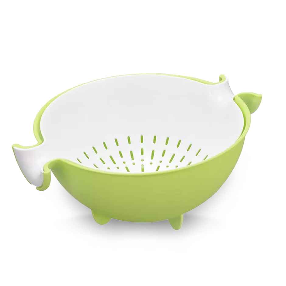 Frenchware Plastic Colander Bowl, Food-Grade Plastic, BPA-Free, Dishwasher-Safe - Green & White
