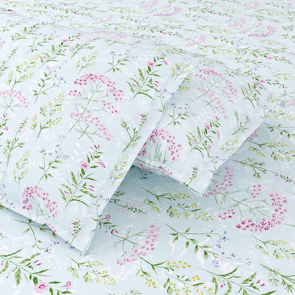 Haus & Kinder Elegant Bloom Double 100% Cotton Bedsheet | Garden Floral Magic | 98 x 89 in