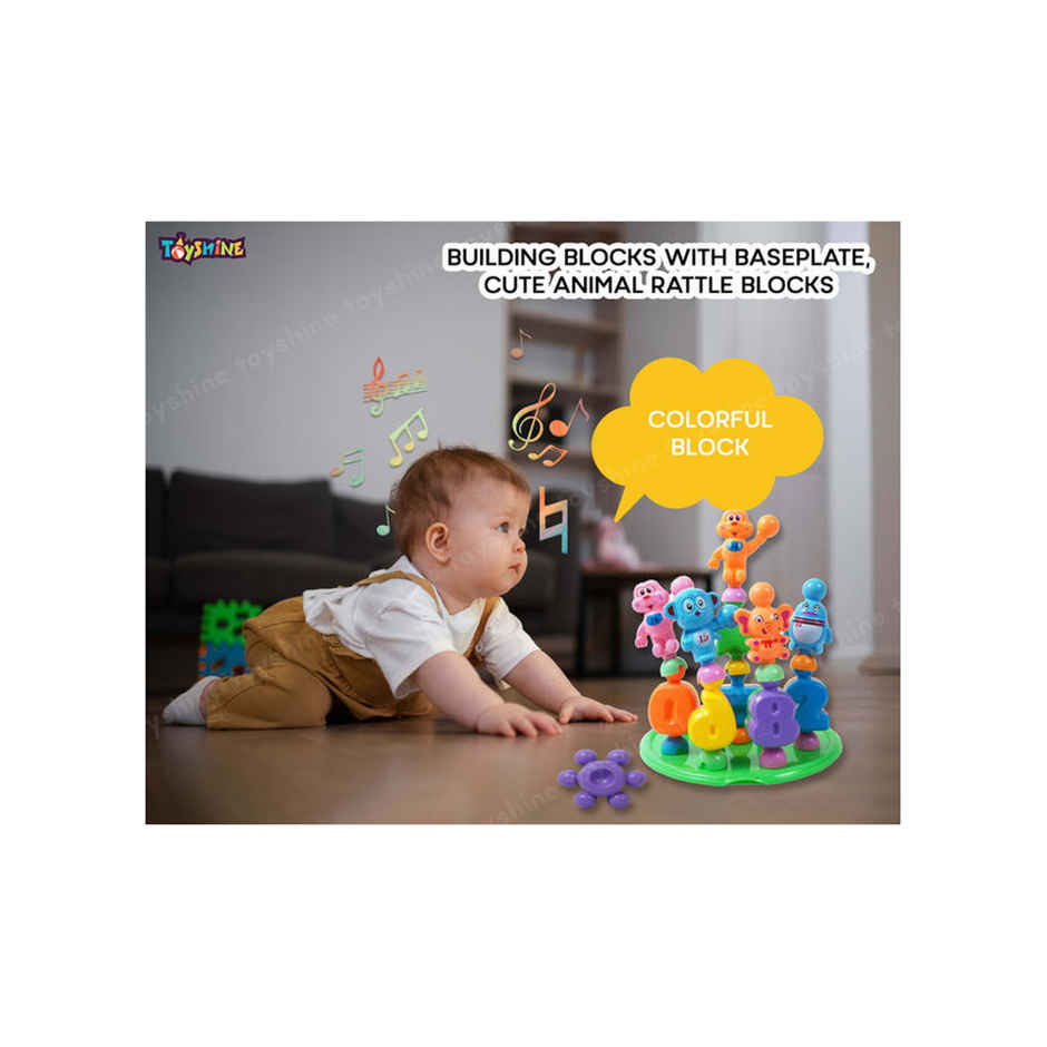 Toyshine 28 Pc Diy Alphabet Learning Blocks With Baseplate And Cartoon Figures