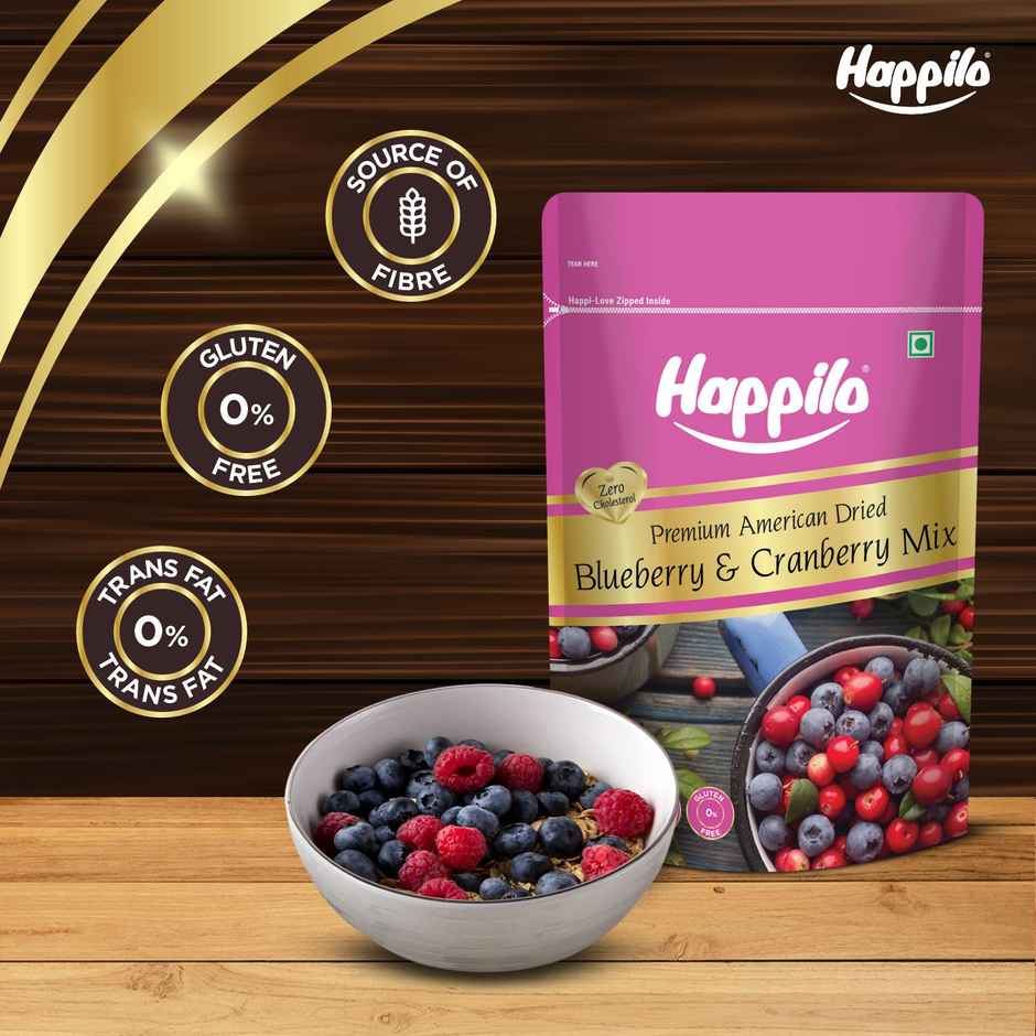 Happilo Dried Blueberry Cranberry Duet|Zero Trans Fat|Dry Fruits