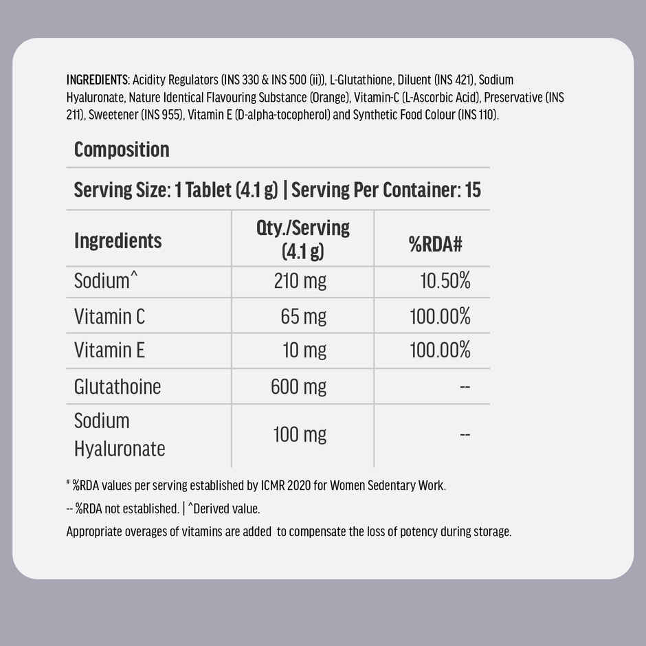 hk vitals Glutathione (Orange, 15 Effervescent Tablets)