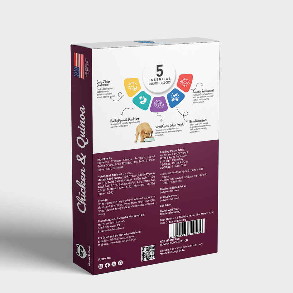 Hachi Wilson Fresh Wholesome Dog Food | Super Healthy food with Chicken and Quinoa Flavour