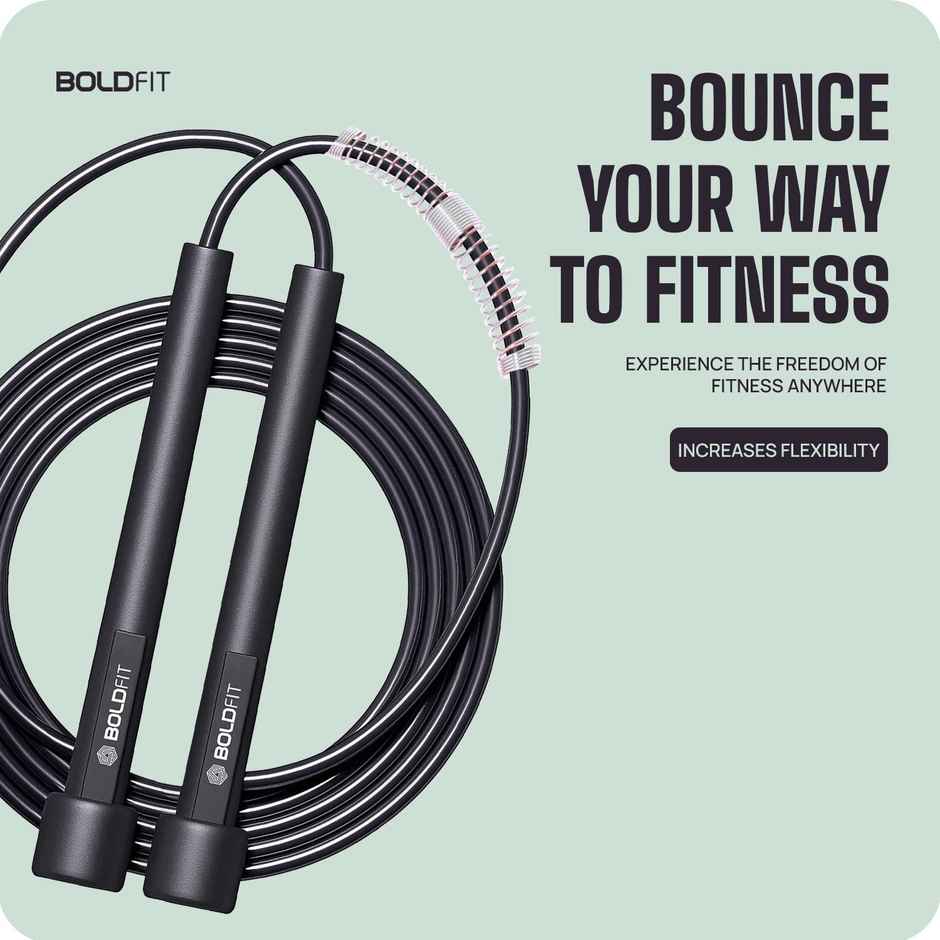 Boldfit Adjustable Skipping Rope | Jumping Exercise Tool - Black