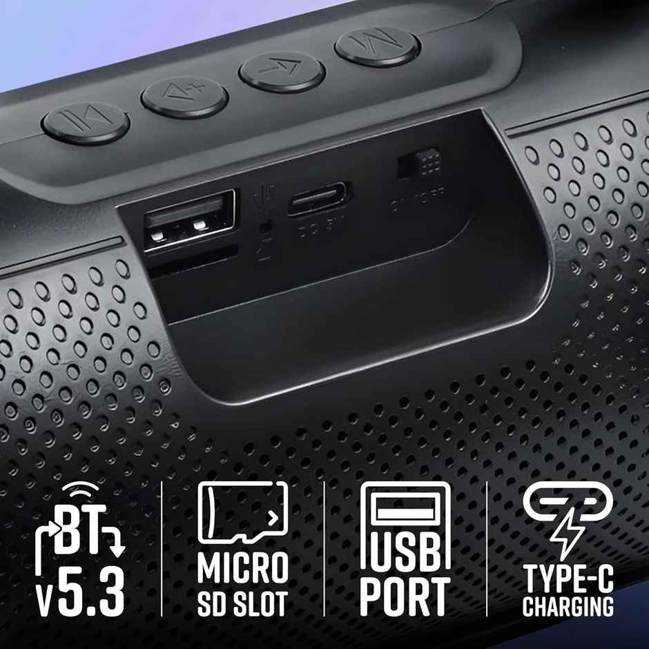 Zebronics Sound Feast 40 BT Speaker | 8W | Upto 16h Playback | Deep Bass | Call Function | Black