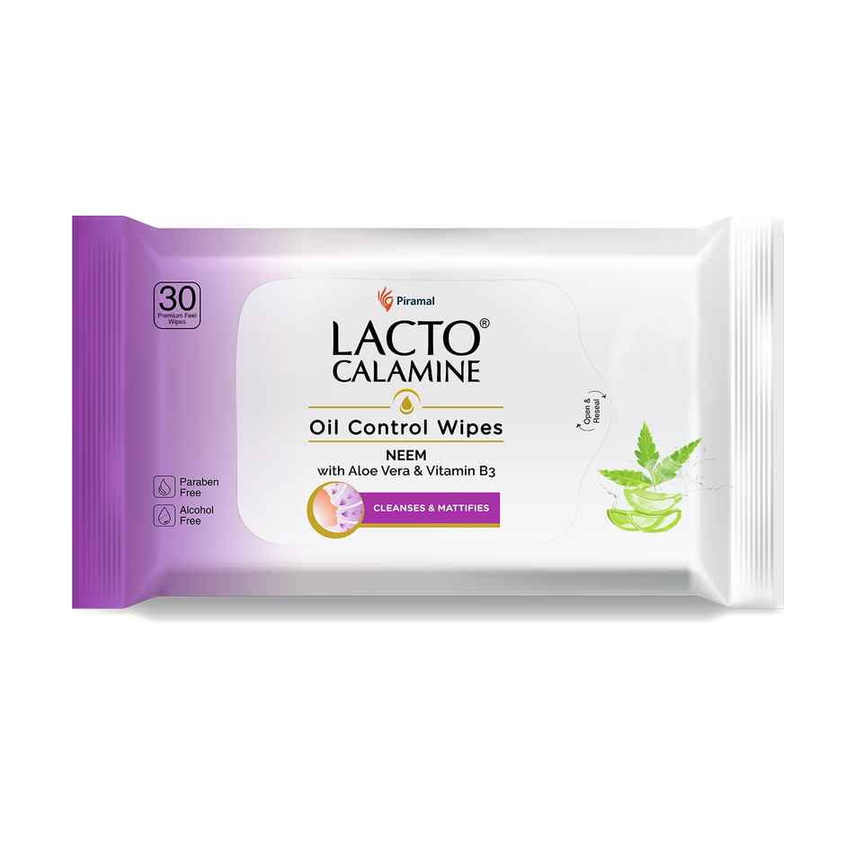 Lacto Calamine Oil Control Wipes With Neem Vitamin B3 | 30 Pulls Per Pacl