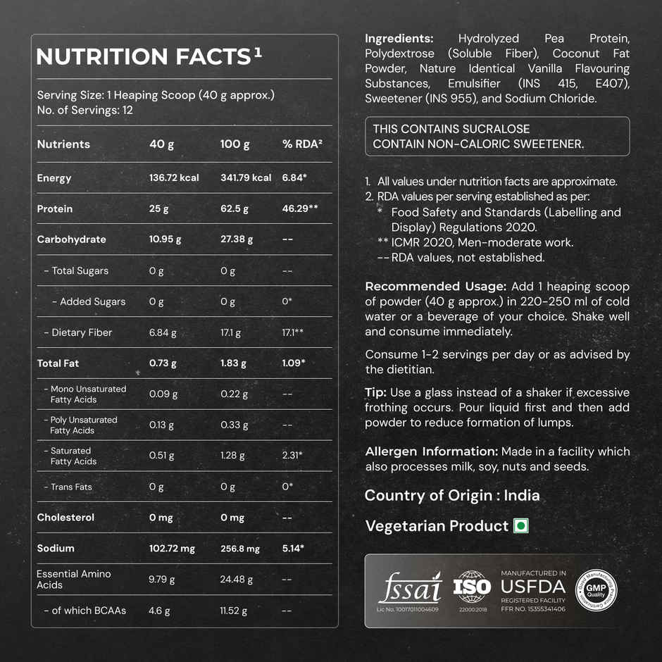 Nutrabay Gold Pea Protein Powder | 25g Pea Protein, 4.6g BCAA | French Vanilla