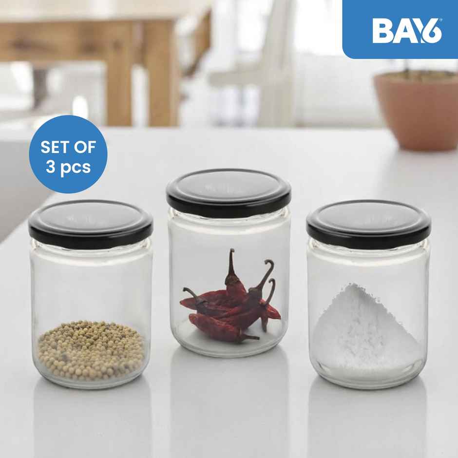 BAY6 Max Glass Jar Set with Metal Cap -500 ml - (3pc)