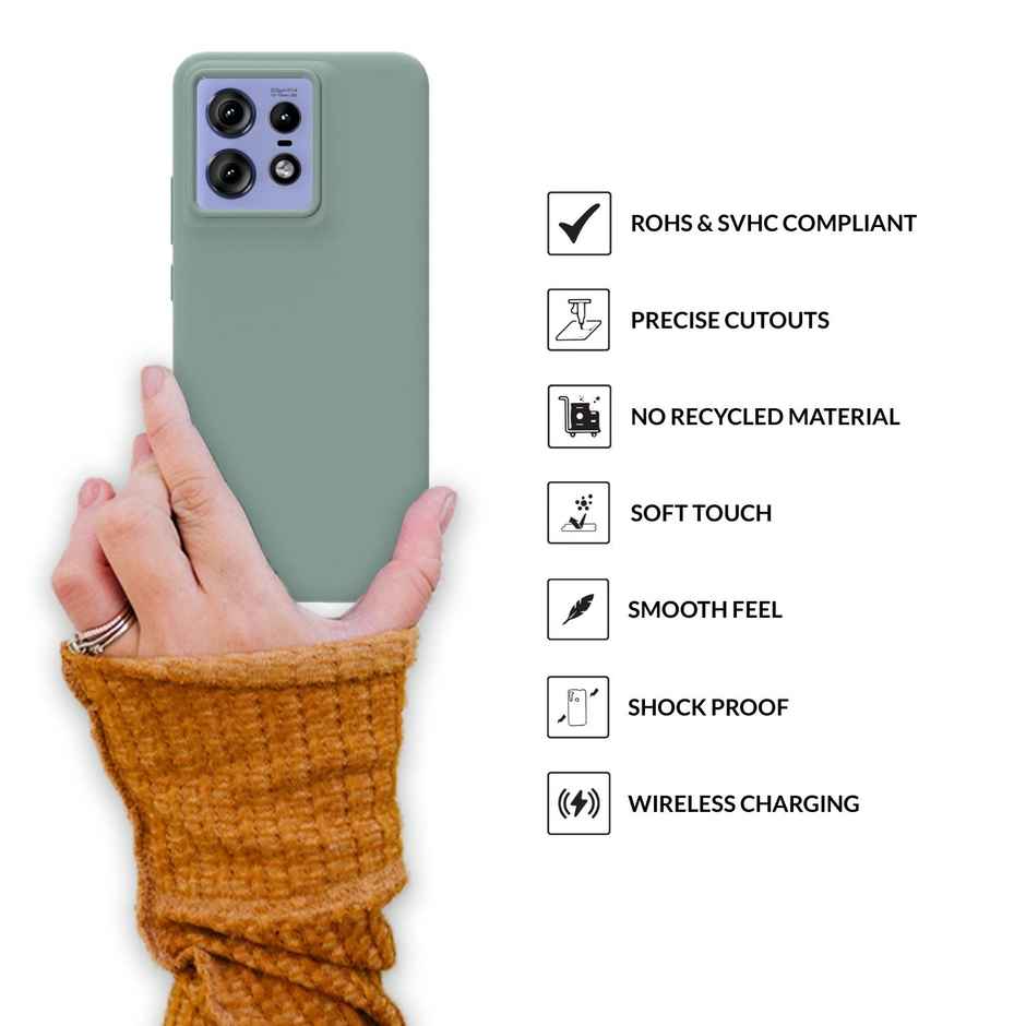 Sprig Liquid Silicon Back Cover/back Case for Moto Edge 50 Pro | Light Green