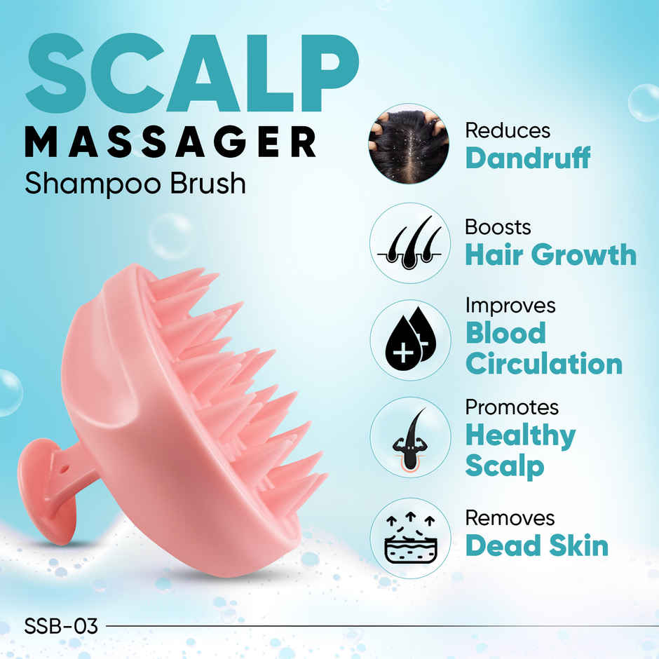 VEGA Hair Scalp Massager Shampoo Brush With Soft Silicone Bristles | (Ssb-03)