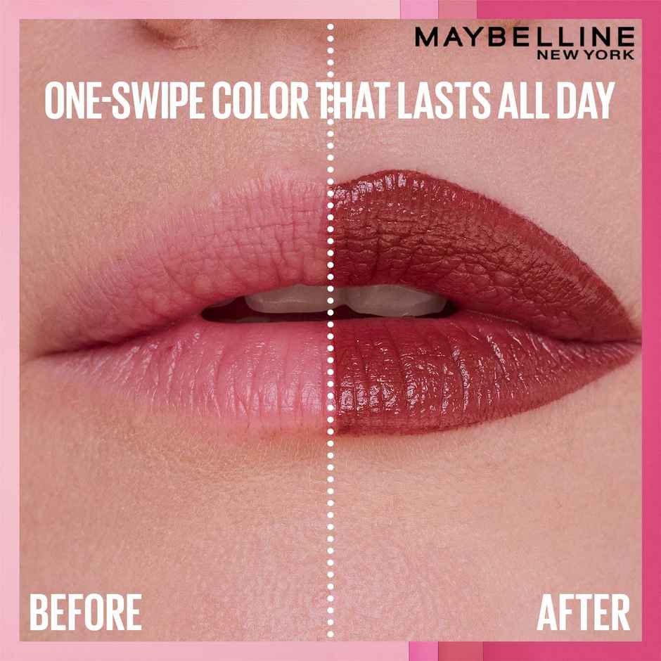 Maybelline New York Serum Lipstick | Satin | 8 Hr Hydrated Color | Nude | 104 Maybe It'S Intense