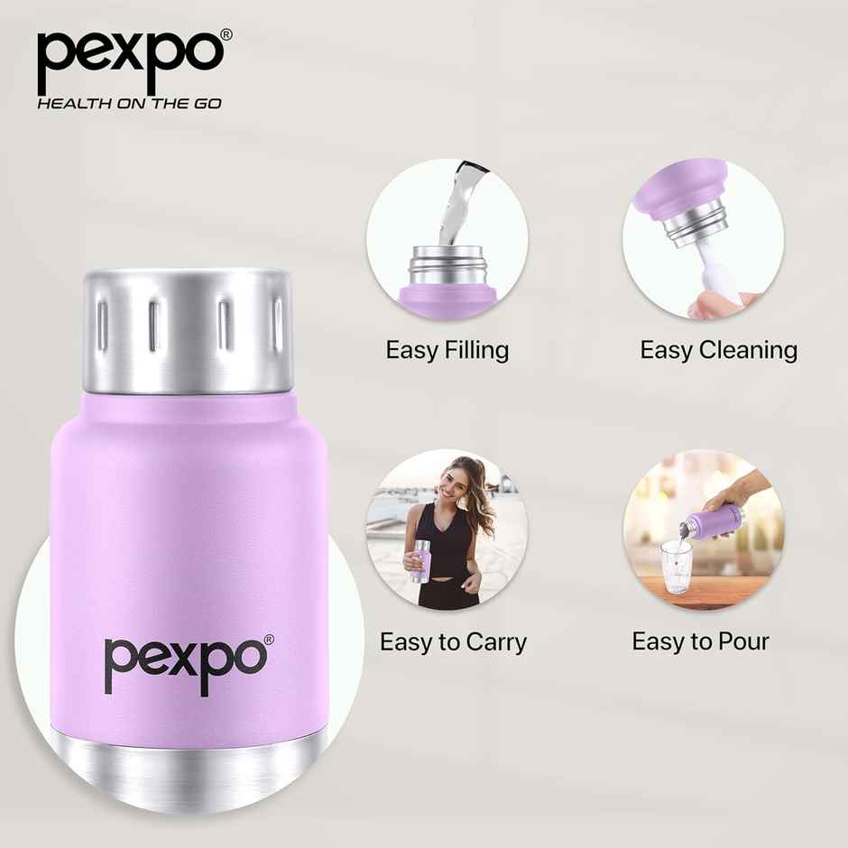 Pexpo Cameo Hot & Cold Stainless Steel Water Bottle | 160 ml | Orchid Purple