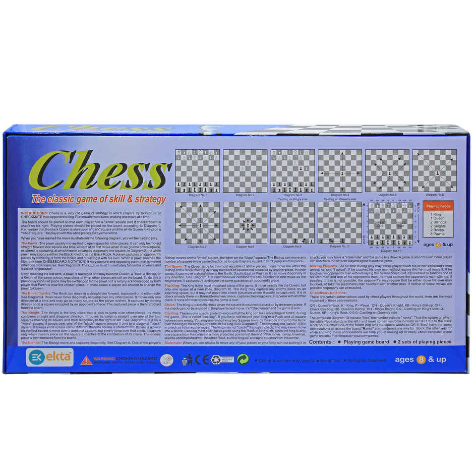 Ekta Chess Senior Game Set, Classic Game for All Ages with Durable Plastic Pieces