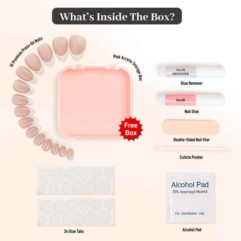 ENN Beauty Insta Nails Reusable UV Coated Press On Kit Mocha Melt Medium Almond