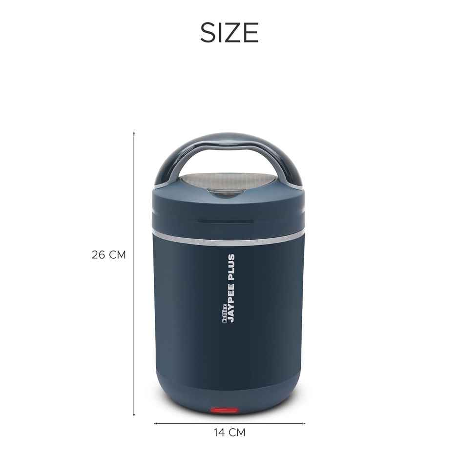 Jaypee Plus Hott Line Electric Lunch Box, 3 Stainless Steel Container, Dark Blue