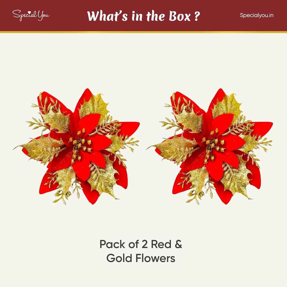 Christmas Decor Red Gold Flower | Special You