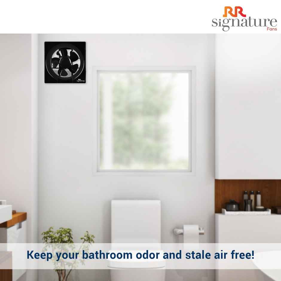 RR Signature Vento Deluxe Exhaust Fan, 150mm, Rust Proof Body and Dust Protection Shutters, Black