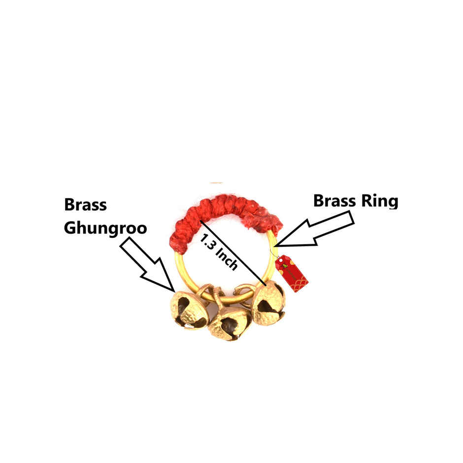 Uapan Brass Ghungroo Kadi Hand Clapping Ring Fingers, Red Pack Of 5 Pair