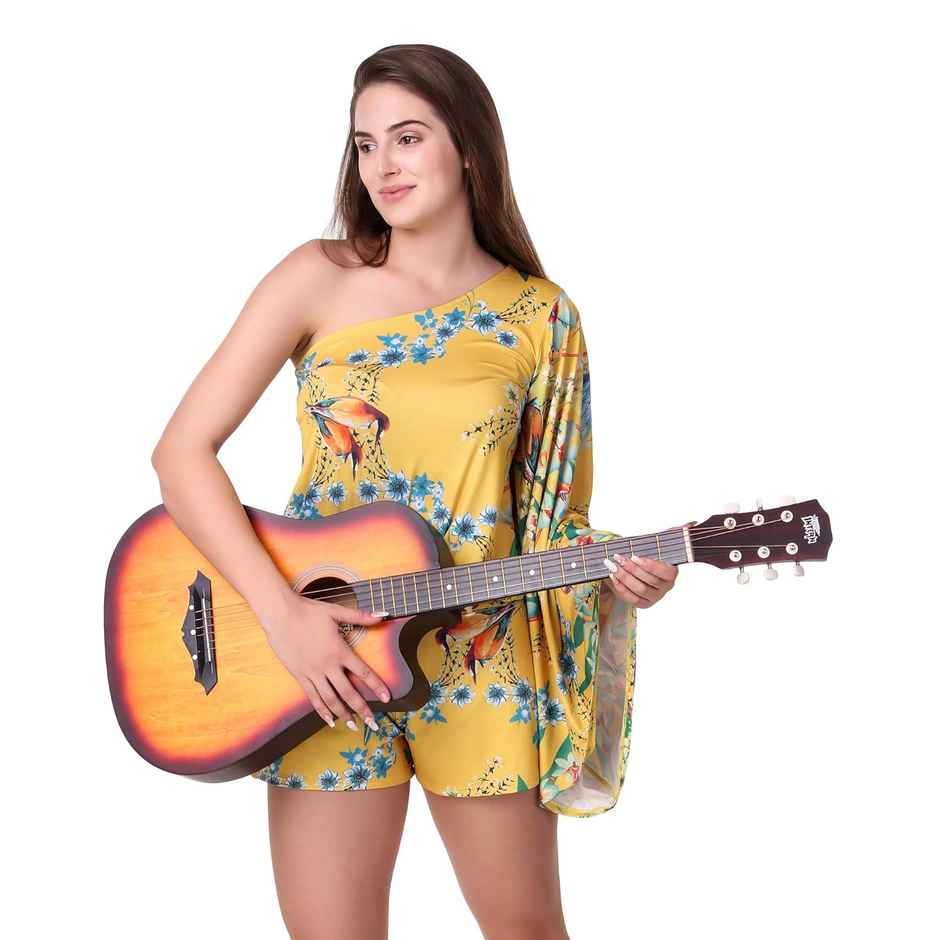 Intern Int-38C-Lgp-3Ts 38 Inch Right Hand Linden Wood Acoustic Guitar Kit | Sunburst