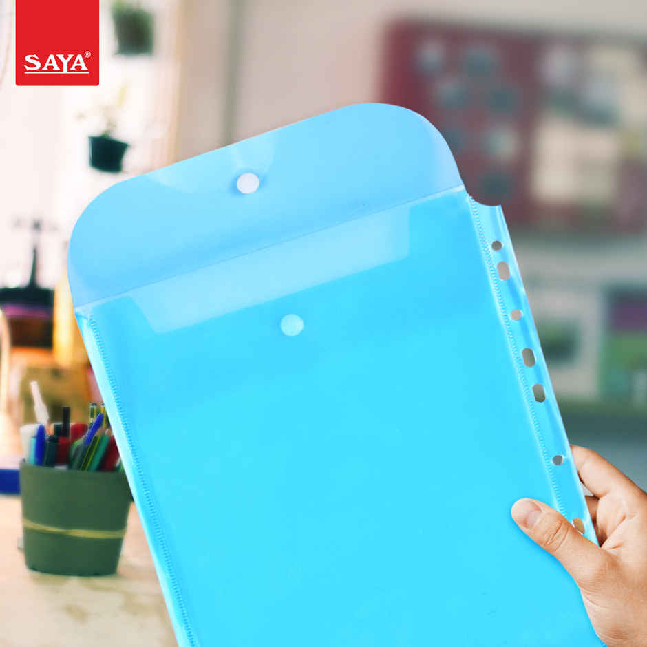 Saya Punched Document Wallet - Transparent A4 Portfolio Case for Documents | Assorted