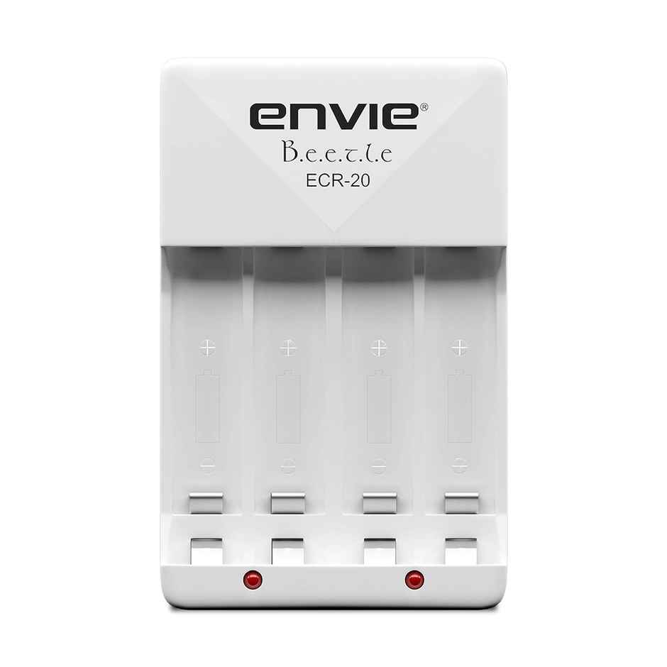 Envie (ECR-20) Beetle Wall Battery Charger for AA & AAA (Ni-MH/Ni-CD) Rechargeable Batteries with LED Indicators, Charge 2 or 4 Batteries at a Time