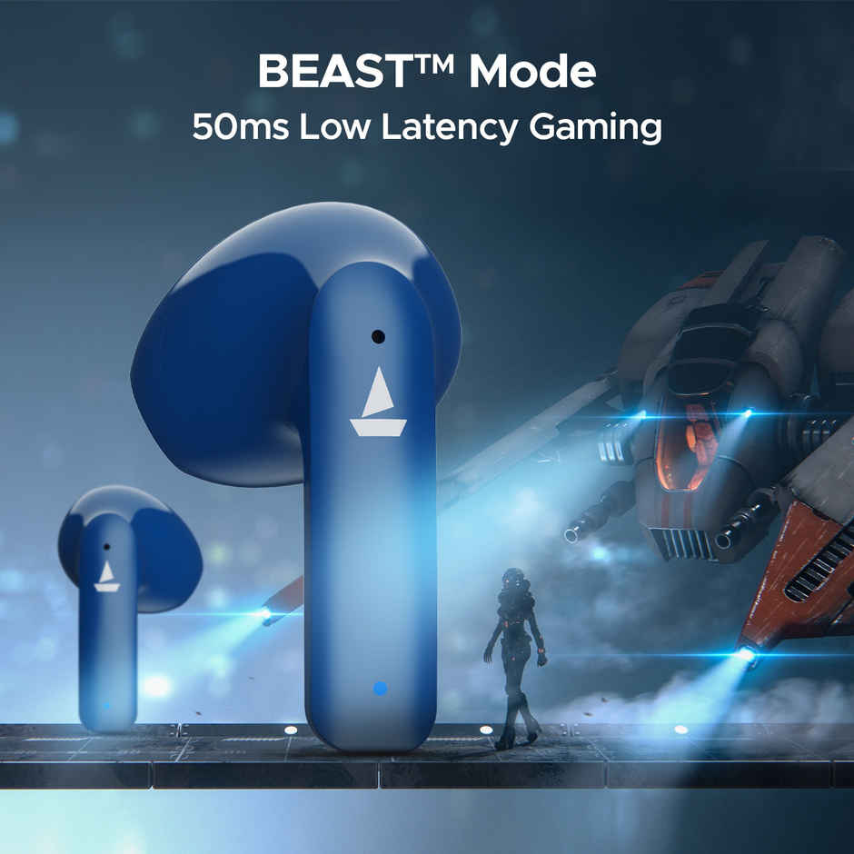boAt Airdopes 118 Tws Earbuds W/ 50 Hrs Playback, Quad Mics Enx Tech & Beast Mode (Sapphire Blue)