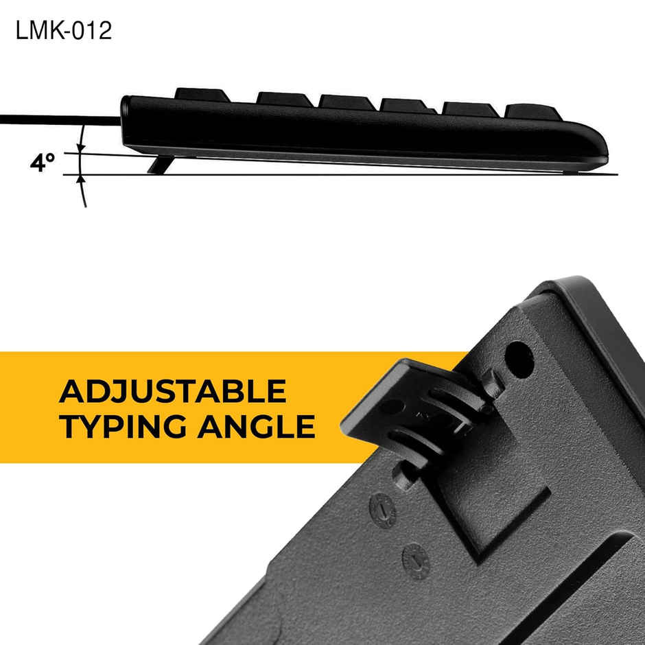 Lapcare LMK-012 Multilingual USB Keyboard,Hindi English Typing, 104 Silent Keys, 10 Million Keystrokes, 1.5M Cable, Rupee Key, Membrane Switch - for Business & Office Use - Black