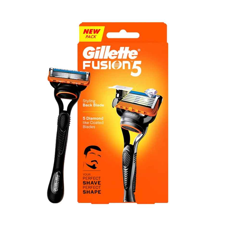 Gillette Fusion Manual Shaving Razor For Men (1pc) & Gillette Sensitive Shaving Gel Soothing With Aloe Vera (195g) Combo