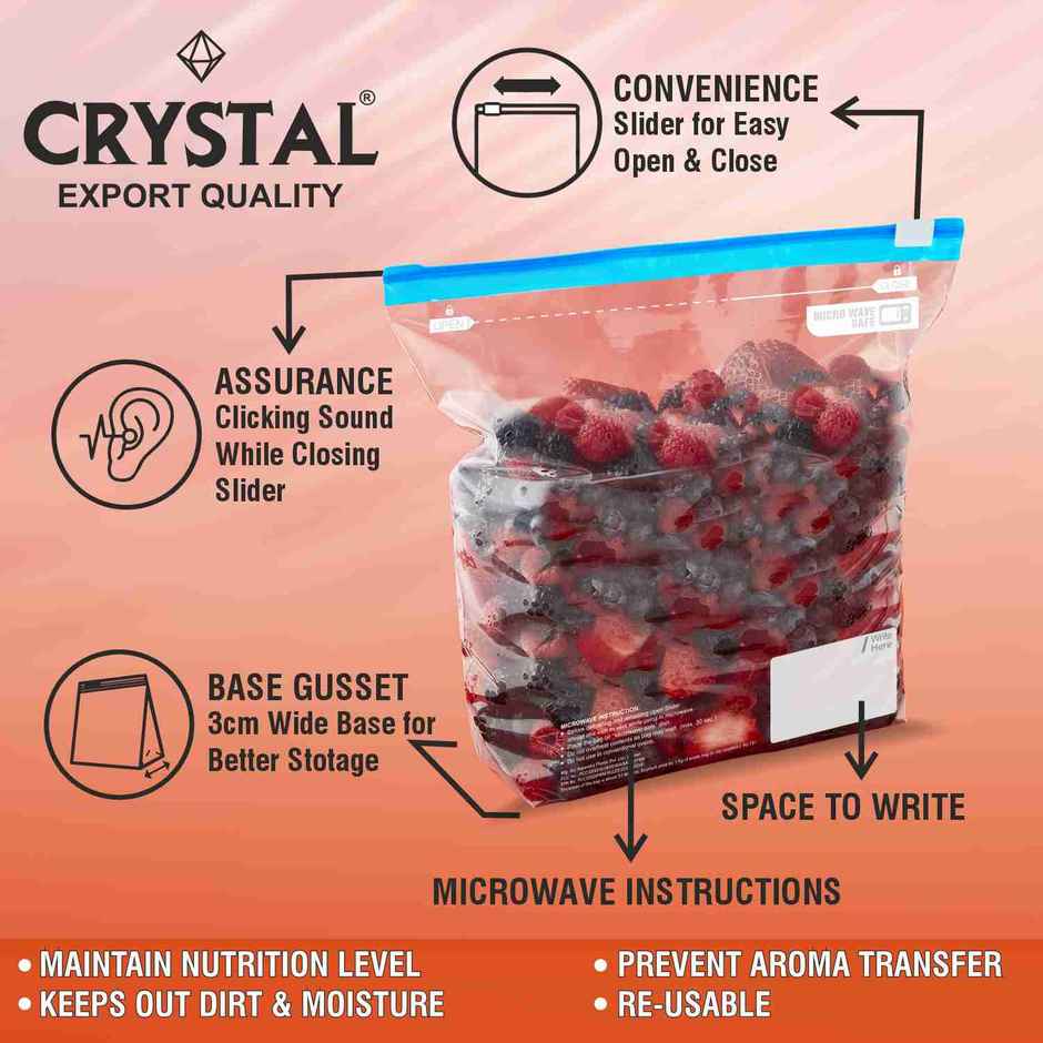 Crystal Slideseal Slider Bags Combo - S,M & L